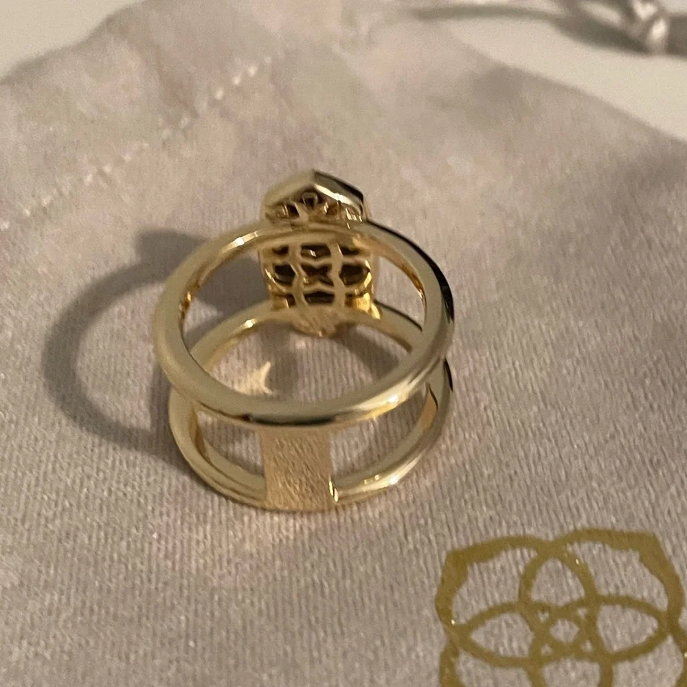 Kendra Scott Elyse Ring In Gold Platinum Drusy Size 7 - Picture 2 of 3